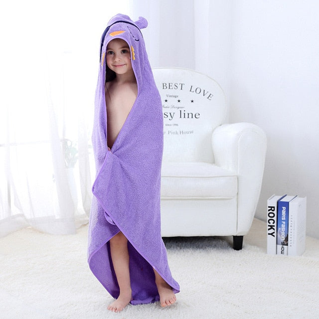 Kids Beach Towel Infant 100% Cotton Bathrobe Baby Boys Girls Spring Animal Hooded Bath Towel 90*90cm Children Cartoon Blanket