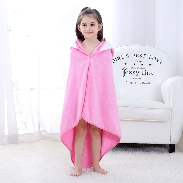 Kids Beach Towel Infant 100% Cotton Bathrobe Baby Boys Girls Spring Animal Hooded Bath Towel 90*90cm Children Cartoon Blanket