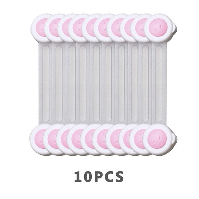 10Pcs/Lot Baby Safety Lock Protection From Children Refrigerator Plastic Child Castle Drawer Cabinet Kids Security Door Stopper