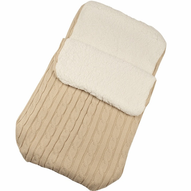 Infant Baby Knitted Warm Swaddle Sleeping Bag Thicken Blanket Fleece Thickness Autumn/winter Stroller Warm Wrap Blanket