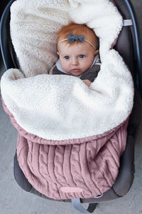 Infant Baby Knitted Warm Swaddle Sleeping Bag Thicken Blanket Fleece Thickness Autumn/winter Stroller Warm Wrap Blanket