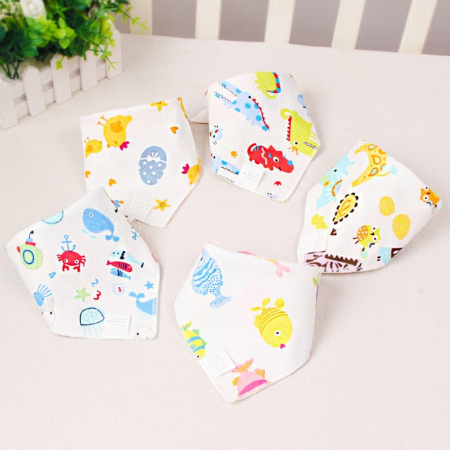 5 Pcs/Lot Baby care Bandana Bibs Scarf Burp Cloths Saliva for Newborn Infant Toddler Boys Girls Kids Cartoon Triangle Cotton Bib