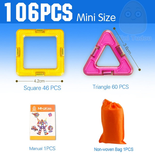 52-106PCS Mini Magnetic Blocks Educational Construction Set Models & Building Toy ABS Magnet Designer Kids Magnets Game Gift