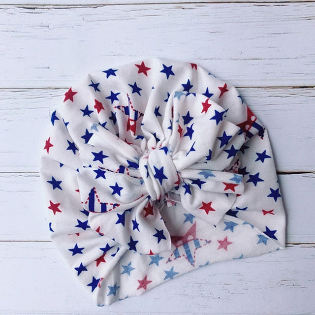 Fashion Cute Baby Hat Toddler Kids Soft Cotton Turban Beanies Hat Boy Girl Floral Bowknot Head Wraps For 0-3 Years Kids