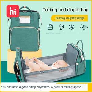 New portable folding crib mommy bag multifunctional large capacity mother and baby bag portable shoulder mommy bag bag baby