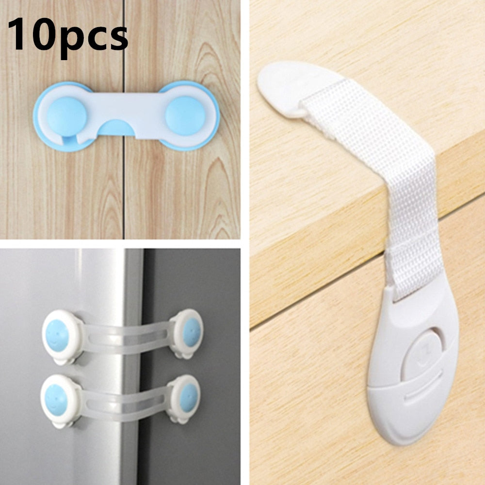 10Pcs/Lot Baby Safety Lock Protection From Children Refrigerator Plastic Child Castle Drawer Cabinet Kids Security Door Stopper