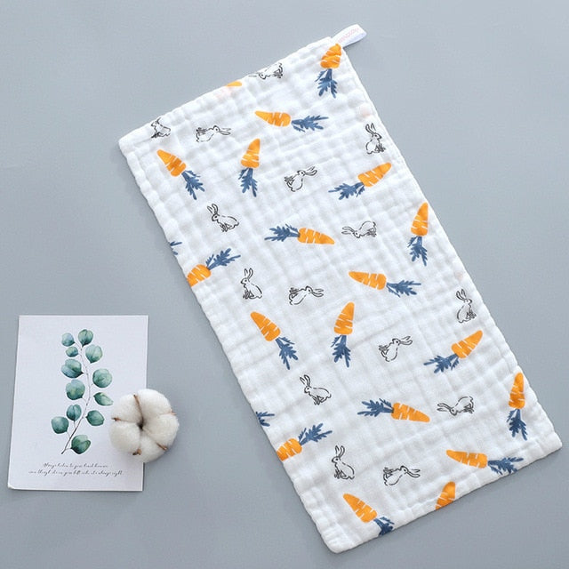 25*50cm Baby Six-layer Pure Cotton Printed Long Square Towel Combed Cotton Long Gauze Towel Newborn Feeding Towel Baby Washing T