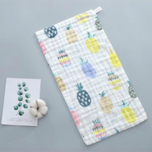 25*50cm Baby Six-layer Pure Cotton Printed Long Square Towel Combed Cotton Long Gauze Towel Newborn Feeding Towel Baby Washing T