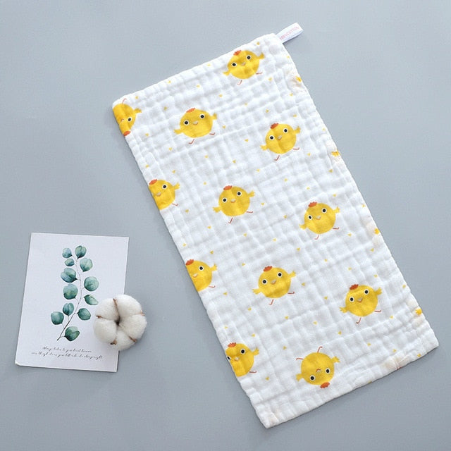 25*50cm Baby Six-layer Pure Cotton Printed Long Square Towel Combed Cotton Long Gauze Towel Newborn Feeding Towel Baby Washing T