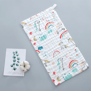 25*50cm Baby Six-layer Pure Cotton Printed Long Square Towel Combed Cotton Long Gauze Towel Newborn Feeding Towel Baby Washing T