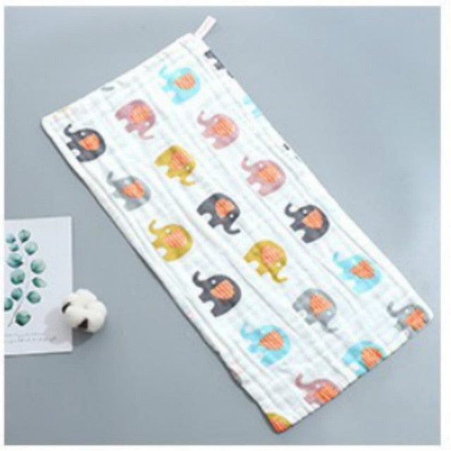 25*50cm Baby Six-layer Pure Cotton Printed Long Square Towel Combed Cotton Long Gauze Towel Newborn Feeding Towel Baby Washing T