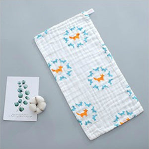 25*50cm Baby Six-layer Pure Cotton Printed Long Square Towel Combed Cotton Long Gauze Towel Newborn Feeding Towel Baby Washing T