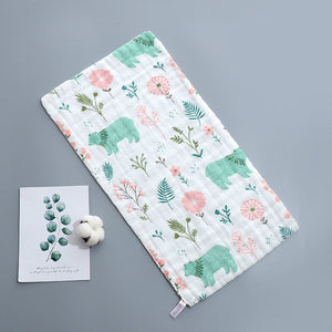 25*50cm Baby Six-layer Pure Cotton Printed Long Square Towel Combed Cotton Long Gauze Towel Newborn Feeding Towel Baby Washing T