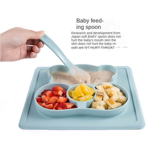 Creative Silicon Cartoon Bear Plate Infants Supplementary Food Box Baby Learning Plate BPA Free