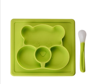 Creative Silicon Cartoon Bear Plate Infants Supplementary Food Box Baby Learning Plate BPA Free