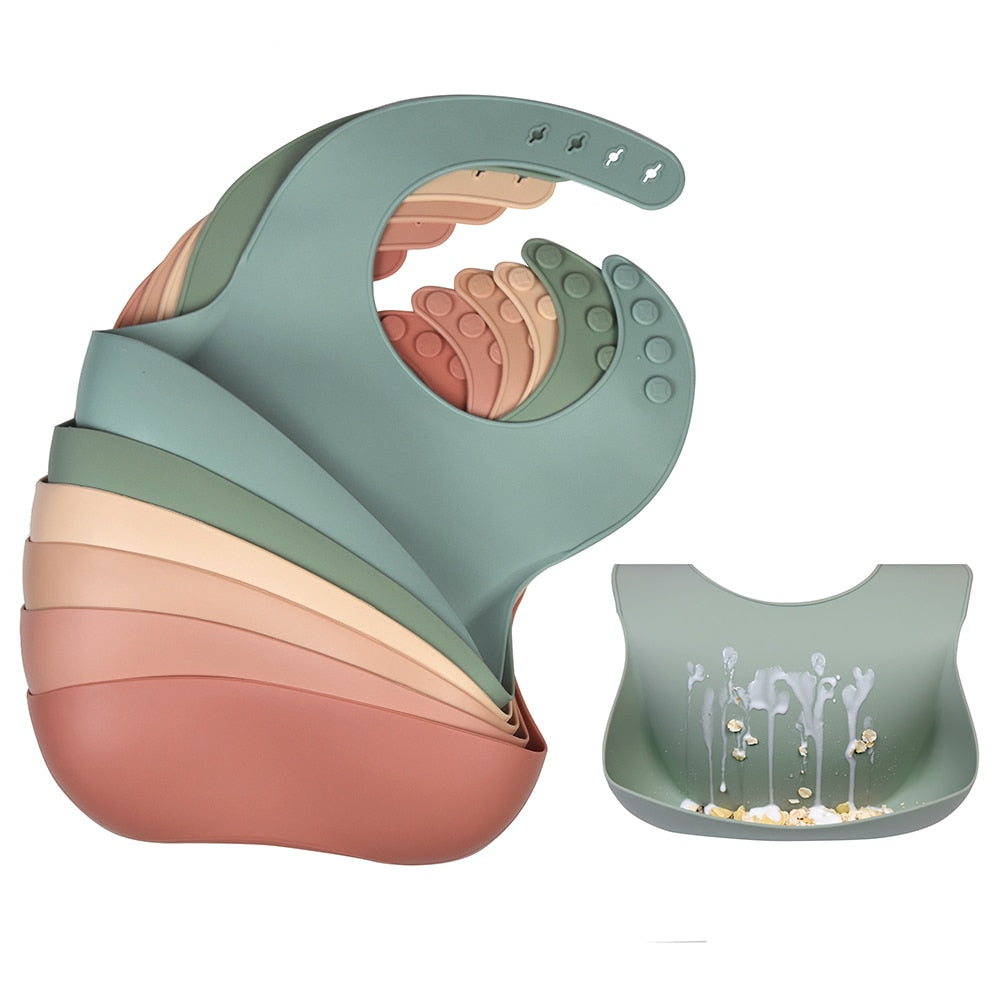 Fashion Washable Waterproof Adjustable Silicone Baby Bib Newborn Infant Feeding Soft Scarf Drooling Bibs