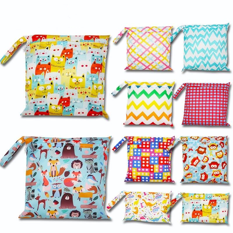Cute Cartoon Striped Baby Diaper Bag Waterproof Travel Maternity Small Wet Bags for Mommy Storage Stroller Accessories 28*30cm