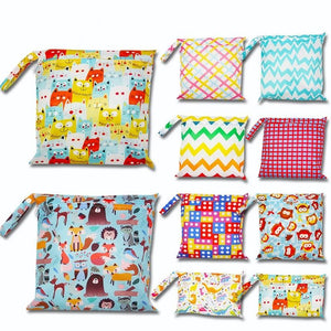Cute Cartoon Striped Baby Diaper Bag Waterproof Travel Maternity Small Wet Bags for Mommy Storage Stroller Accessories 28*30cm