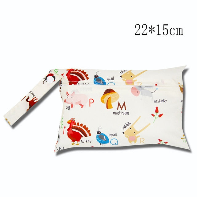 Cute Cartoon Striped Baby Diaper Bag Waterproof Travel Maternity Small Wet Bags for Mommy Storage Stroller Accessories 28*30cm