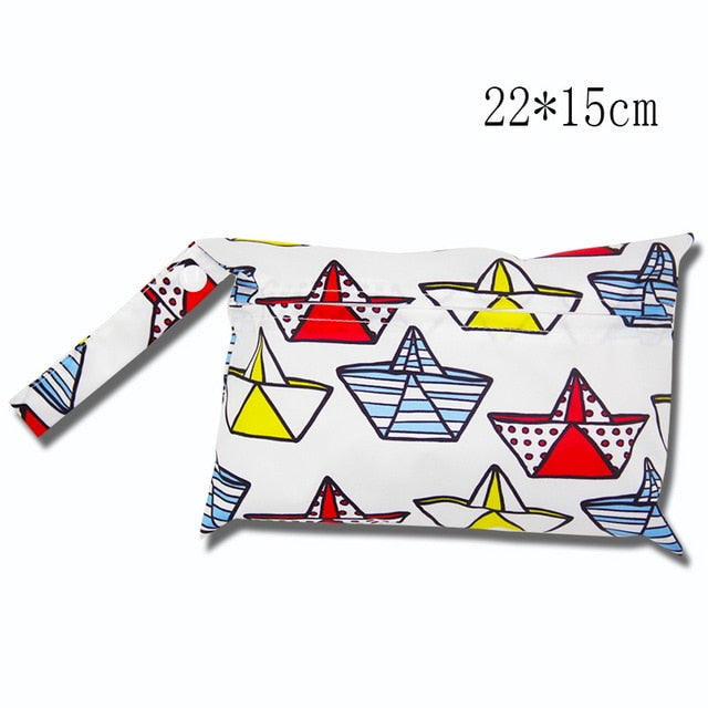 Cute Cartoon Striped Baby Diaper Bag Waterproof Travel Maternity Small Wet Bags for Mommy Storage Stroller Accessories 28*30cm