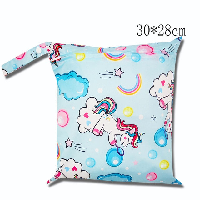 Cute Cartoon Striped Baby Diaper Bag Waterproof Travel Maternity Small Wet Bags for Mommy Storage Stroller Accessories 28*30cm