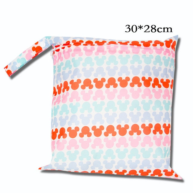 Cute Cartoon Striped Baby Diaper Bag Waterproof Travel Maternity Small Wet Bags for Mommy Storage Stroller Accessories 28*30cm