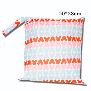 Cute Cartoon Striped Baby Diaper Bag Waterproof Travel Maternity Small Wet Bags for Mommy Storage Stroller Accessories 28*30cm