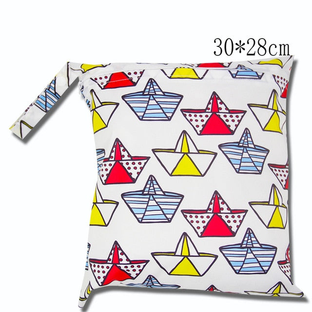 Cute Cartoon Striped Baby Diaper Bag Waterproof Travel Maternity Small Wet Bags for Mommy Storage Stroller Accessories 28*30cm