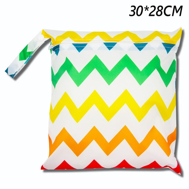 Cute Cartoon Striped Baby Diaper Bag Waterproof Travel Maternity Small Wet Bags for Mommy Storage Stroller Accessories 28*30cm