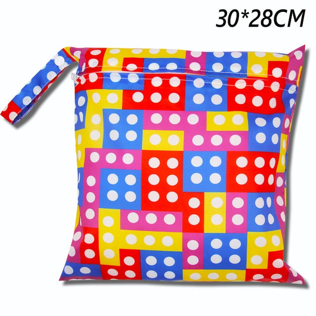Cute Cartoon Striped Baby Diaper Bag Waterproof Travel Maternity Small Wet Bags for Mommy Storage Stroller Accessories 28*30cm