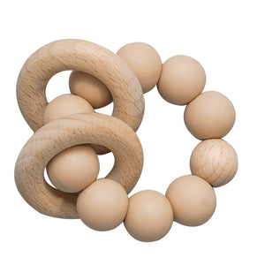 Teething Wood Rattles Toys Baby Nursing Bracelets Silicone Teether Baby Teether Bracelets Nursing Toys Gift