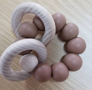 Teething Wood Rattles Toys Baby Nursing Bracelets Silicone Teether Baby Teether Bracelets Nursing Toys Gift