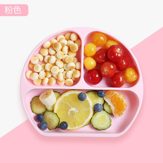 Baby Silicone bowl Sucker Bowl Children feeding silicone plate baby silica gel dishes It can be used with spoon, fork and straw