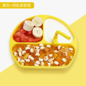 Baby Silicone bowl Sucker Bowl Children feeding silicone plate baby silica gel dishes It can be used with spoon, fork and straw