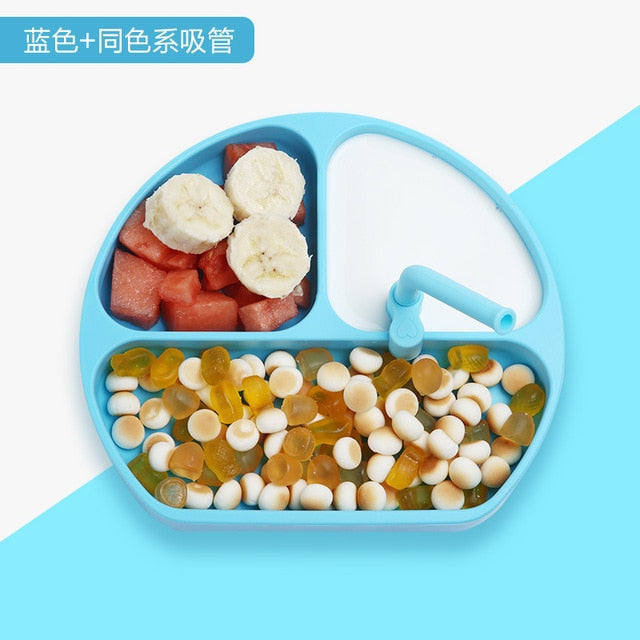 Baby Silicone bowl Sucker Bowl Children feeding silicone plate baby silica gel dishes It can be used with spoon, fork and straw
