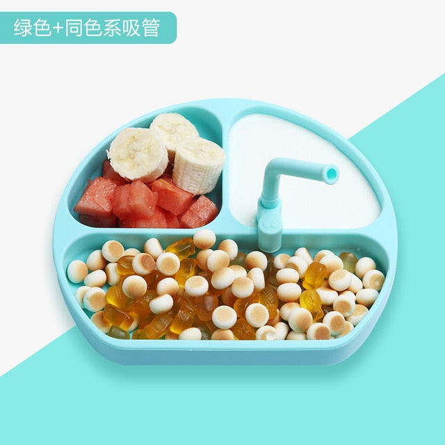 Baby Silicone bowl Sucker Bowl Children feeding silicone plate baby silica gel dishes It can be used with spoon, fork and straw