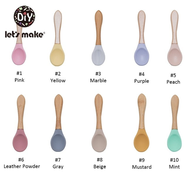 Let'S Make 1set Silicone Baby Feeding Set Waterproof Spoon Non-Slip Feedings Silicone Bowl Tableware Baby Products Baby Plate
