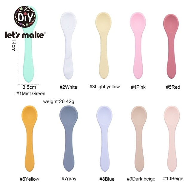 Let'S Make 1set Silicone Baby Feeding Set Waterproof Spoon Non-Slip Feedings Silicone Bowl Tableware Baby Products Baby Plate