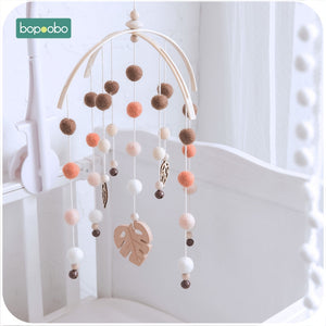 1set Silicone Beads Baby Mobile Beech Wood Bird Rattles Wool Balls Kid Room Bed Hanging Decor Nursing Children Products
