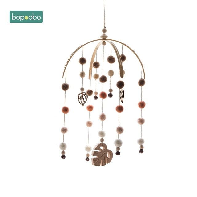 1set Silicone Beads Baby Mobile Beech Wood Bird Rattles Wool Balls Kid Room Bed Hanging Decor Nursing Children Products