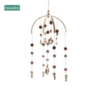 1set Silicone Beads Baby Mobile Beech Wood Bird Rattles Wool Balls Kid Room Bed Hanging Decor Nursing Children Products