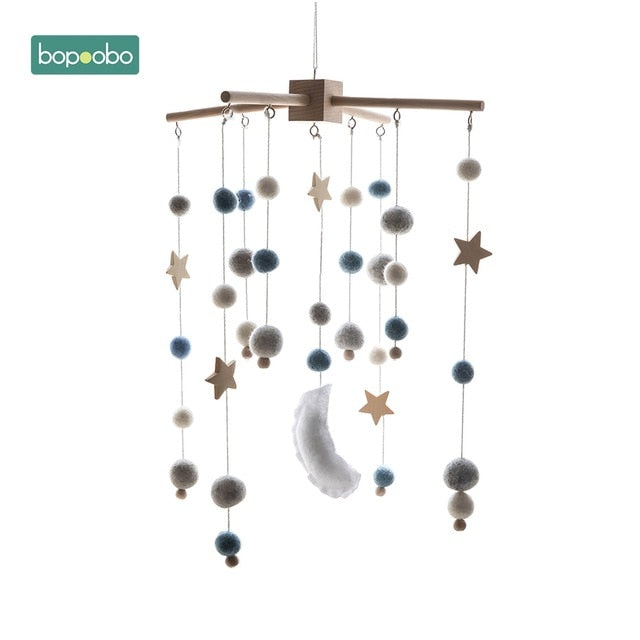1set Silicone Beads Baby Mobile Beech Wood Bird Rattles Wool Balls Kid Room Bed Hanging Decor Nursing Children Products