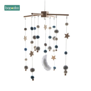 1set Silicone Beads Baby Mobile Beech Wood Bird Rattles Wool Balls Kid Room Bed Hanging Decor Nursing Children Products
