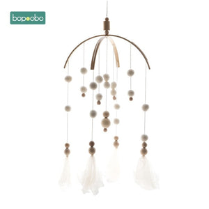 1set Silicone Beads Baby Mobile Beech Wood Bird Rattles Wool Balls Kid Room Bed Hanging Decor Nursing Children Products
