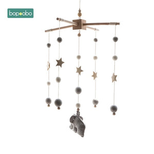 1set Silicone Beads Baby Mobile Beech Wood Bird Rattles Wool Balls Kid Room Bed Hanging Decor Nursing Children Products
