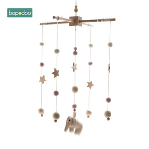 1set Silicone Beads Baby Mobile Beech Wood Bird Rattles Wool Balls Kid Room Bed Hanging Decor Nursing Children Products