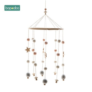 1set Silicone Beads Baby Mobile Beech Wood Bird Rattles Wool Balls Kid Room Bed Hanging Decor Nursing Children Products