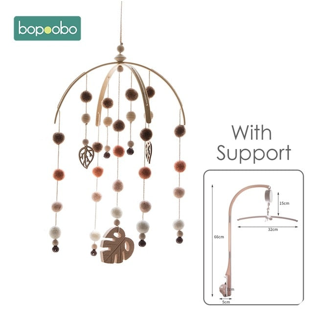 1set Silicone Beads Baby Mobile Beech Wood Bird Rattles Wool Balls Kid Room Bed Hanging Decor Nursing Children Products