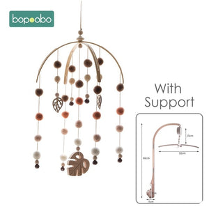 1set Silicone Beads Baby Mobile Beech Wood Bird Rattles Wool Balls Kid Room Bed Hanging Decor Nursing Children Products
