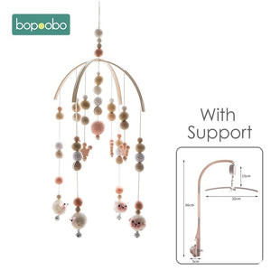 1set Silicone Beads Baby Mobile Beech Wood Bird Rattles Wool Balls Kid Room Bed Hanging Decor Nursing Children Products